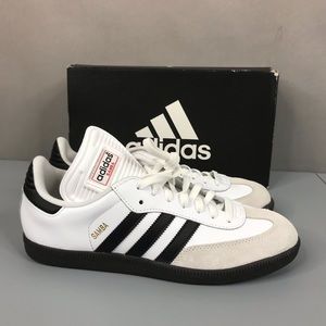 Adidas Samba Classic Run White/Black Soccer Lace Up Sneaker Shoes Men’s 10.5